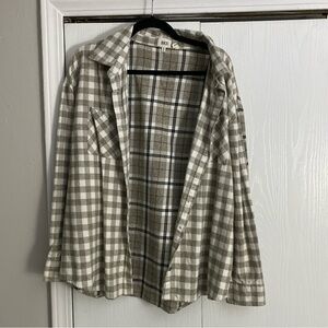 BKE Checkered Shirt in green, beige, and White